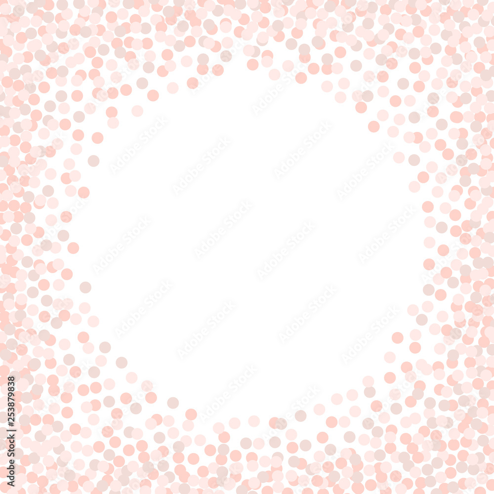 Pink circle confetti isolated on white background. Round frame with scattered confetti. Holiday background. Pink circle confetti isolated on white background. Round frame with scattered confetti. Holiday background.