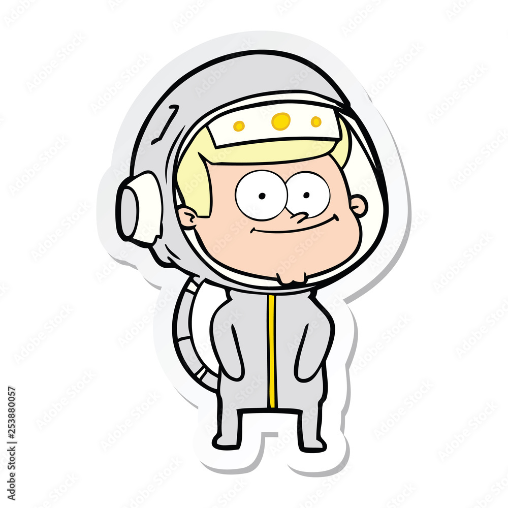 sticker of a happy astronaut cartoon sticker of a happy astronaut cartoon