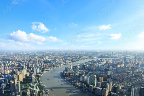 Beautiful Shanghai skyline aerial view