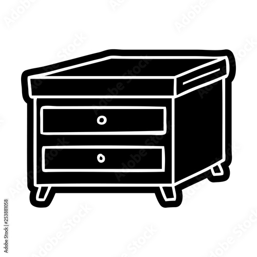 cartoon icon drawing of a bedside table
