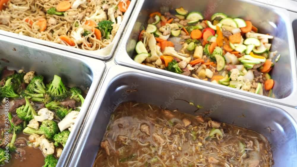 Chinese food buffet showing four stews Chinese food buffet showing four stews