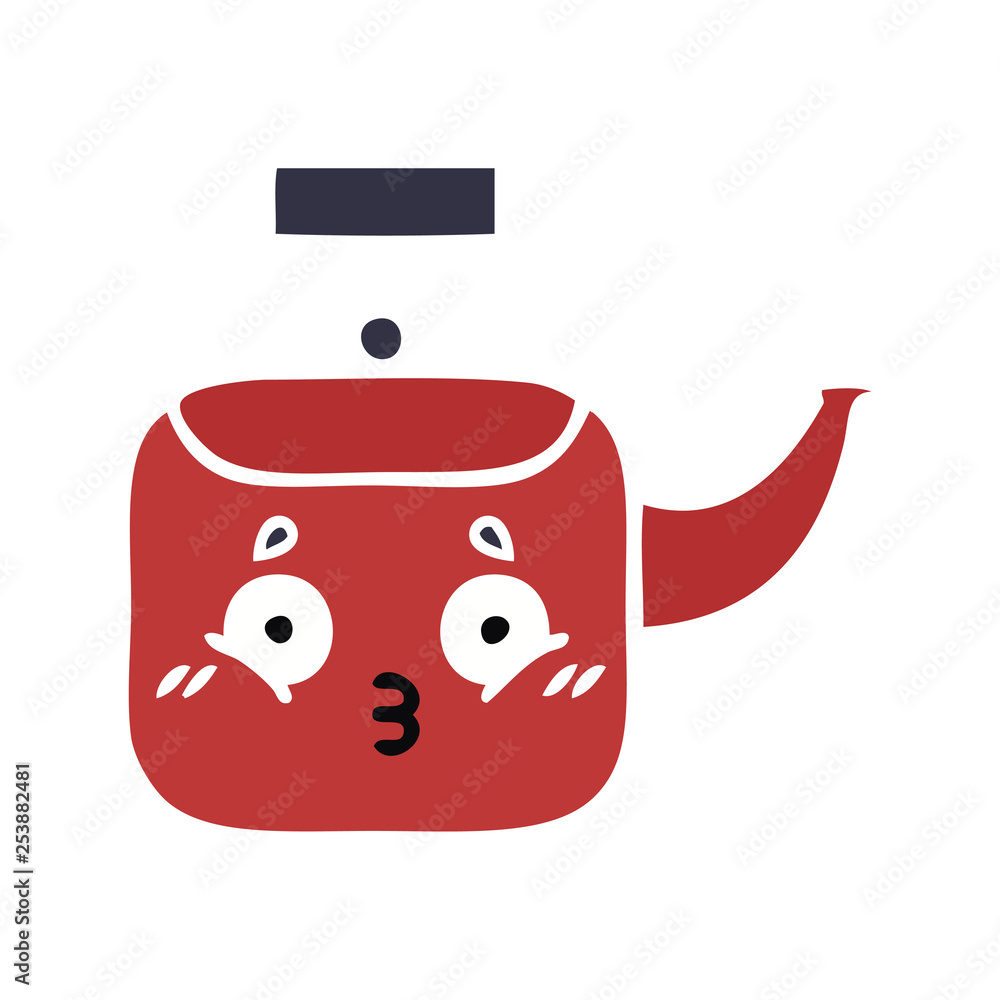 flat color retro cartoon kettle flat color retro cartoon kettle