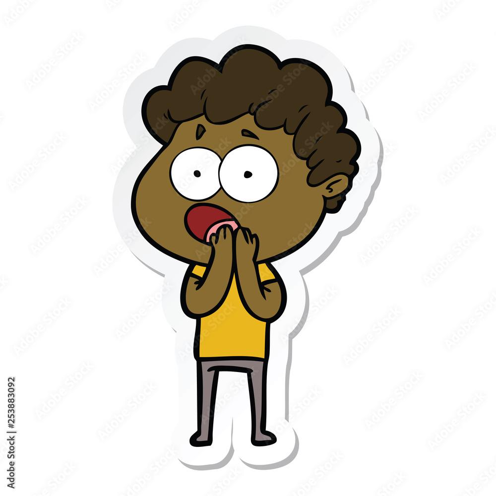 sticker of a cartoon man gasping in surprise sticker of a cartoon man gasping in surprise