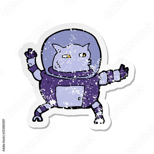 retro distressed sticker of a cartoon alien