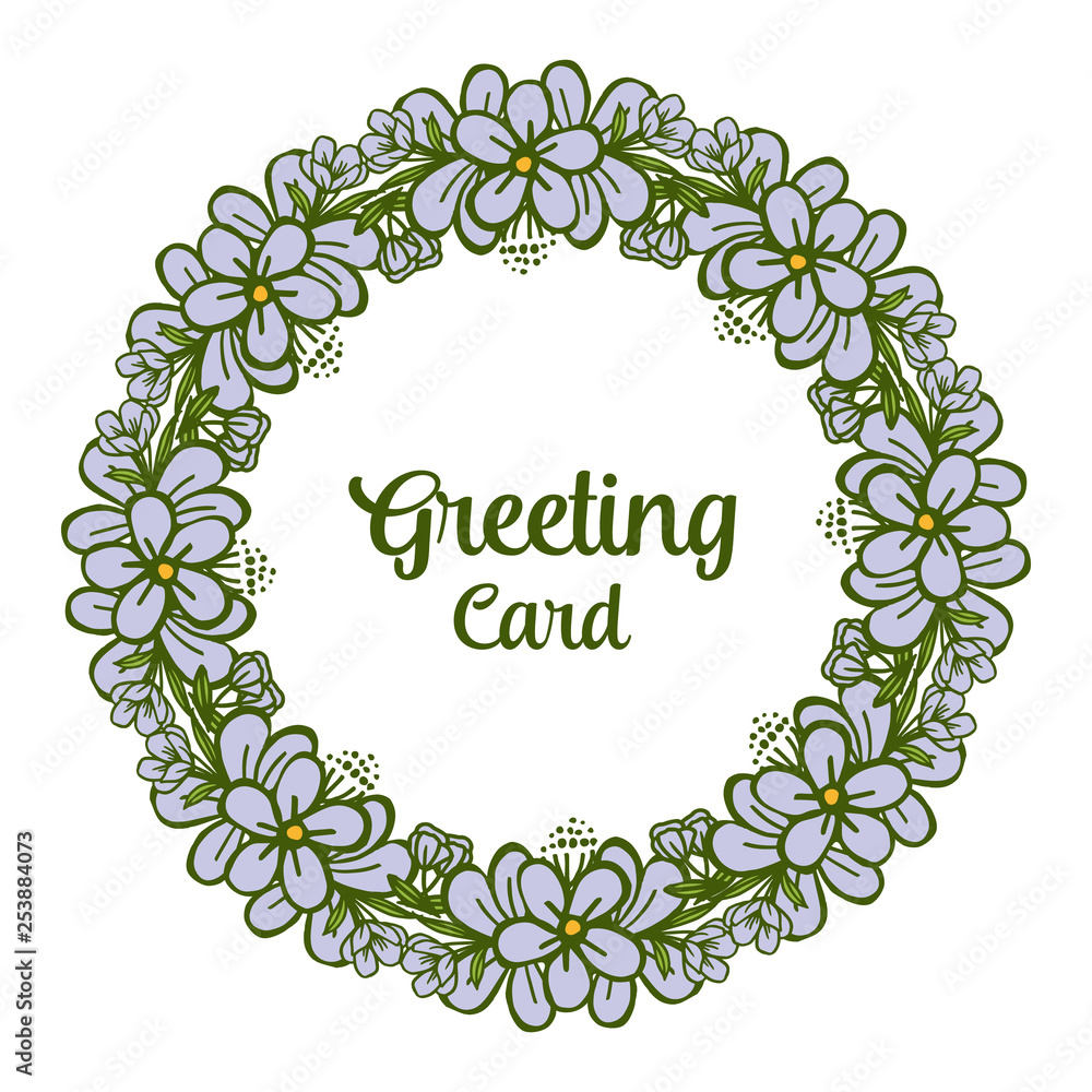 Fototapeta premium Vector illustration purple floral frame for greeting card