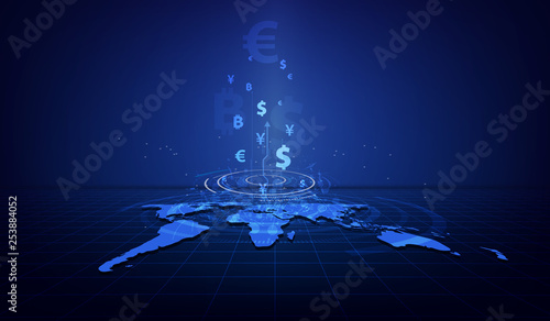 Money transfer. Global Currency. Stock Exchange. Stock vector illustration. photo