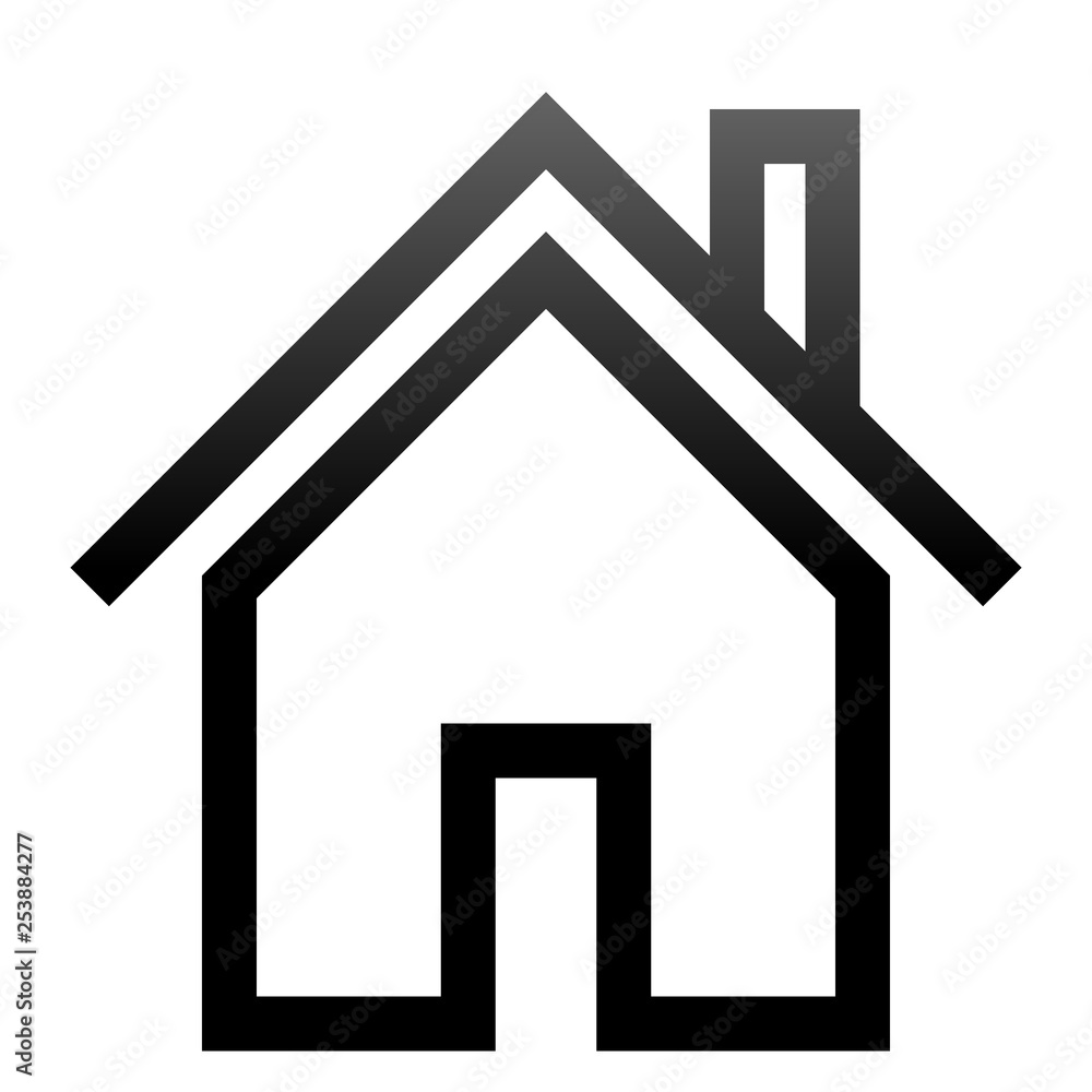 Home symbol icon - black gradient outline, isolated - vector Home symbol icon - black gradient outline, isolated - vector