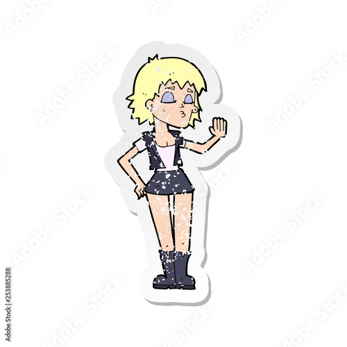 retro distressed sticker of a cartoon cool girl