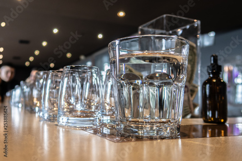 empty glasses for liquor and spirits