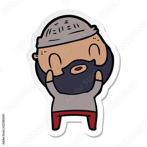 sticker of a cartoon bearded man