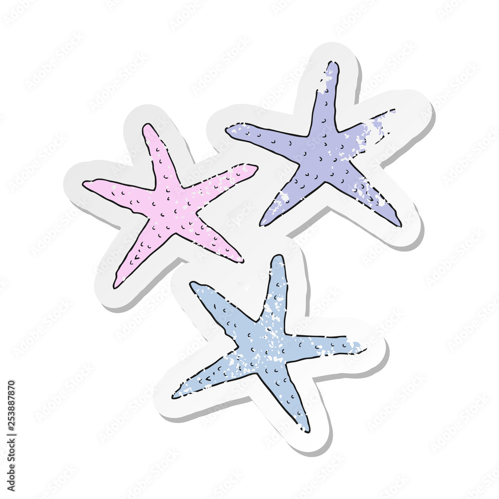Obraz premium retro distressed sticker of a cartoon starfish