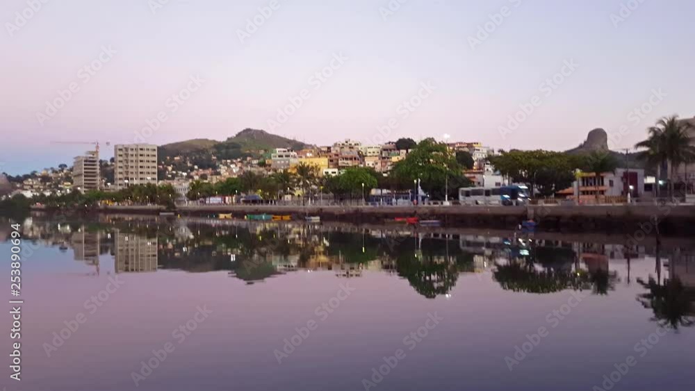 Bay of Vitoria. Sunrise on the channel. Espirito Santo - Brazil.