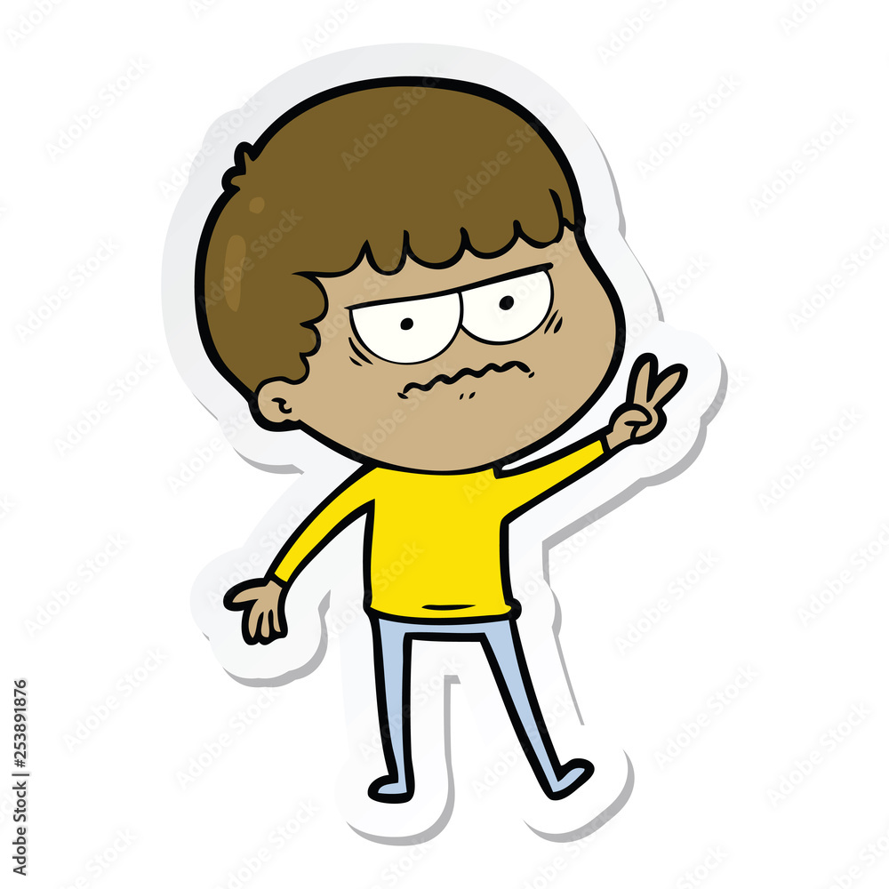 sticker of a cartoon annoyed man sticker of a cartoon annoyed man