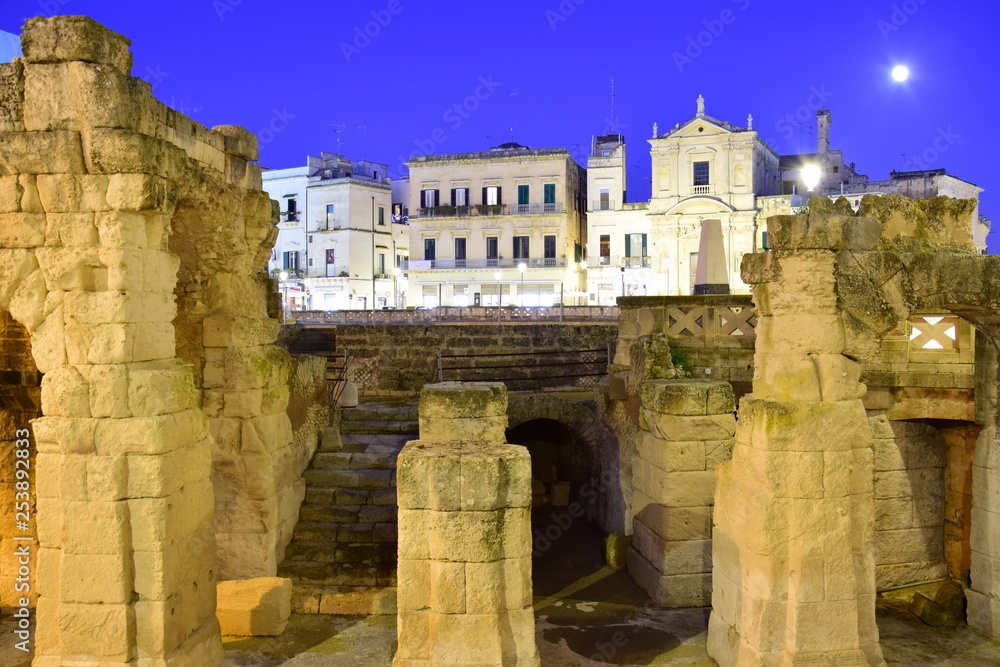 Remains of the Roman Amphitheater in Lecce, Italy