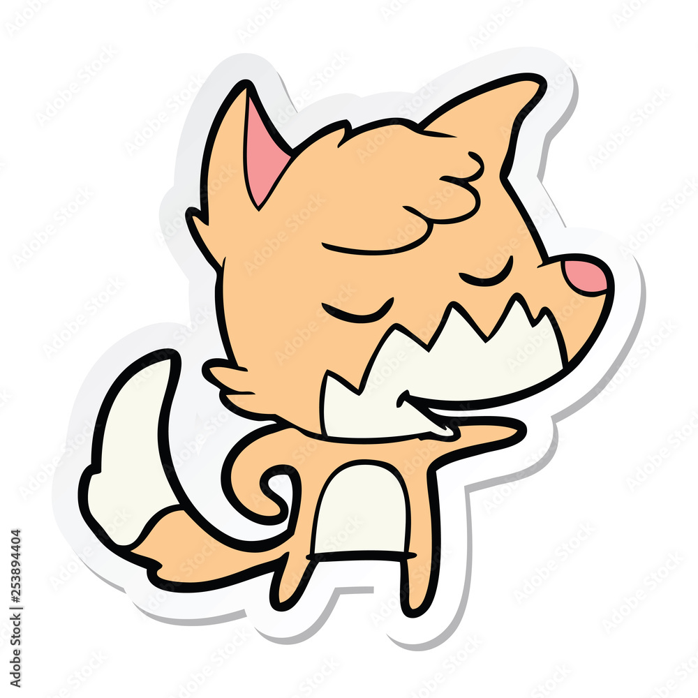 sticker of a friendly cartoon fox sticker of a friendly cartoon fox