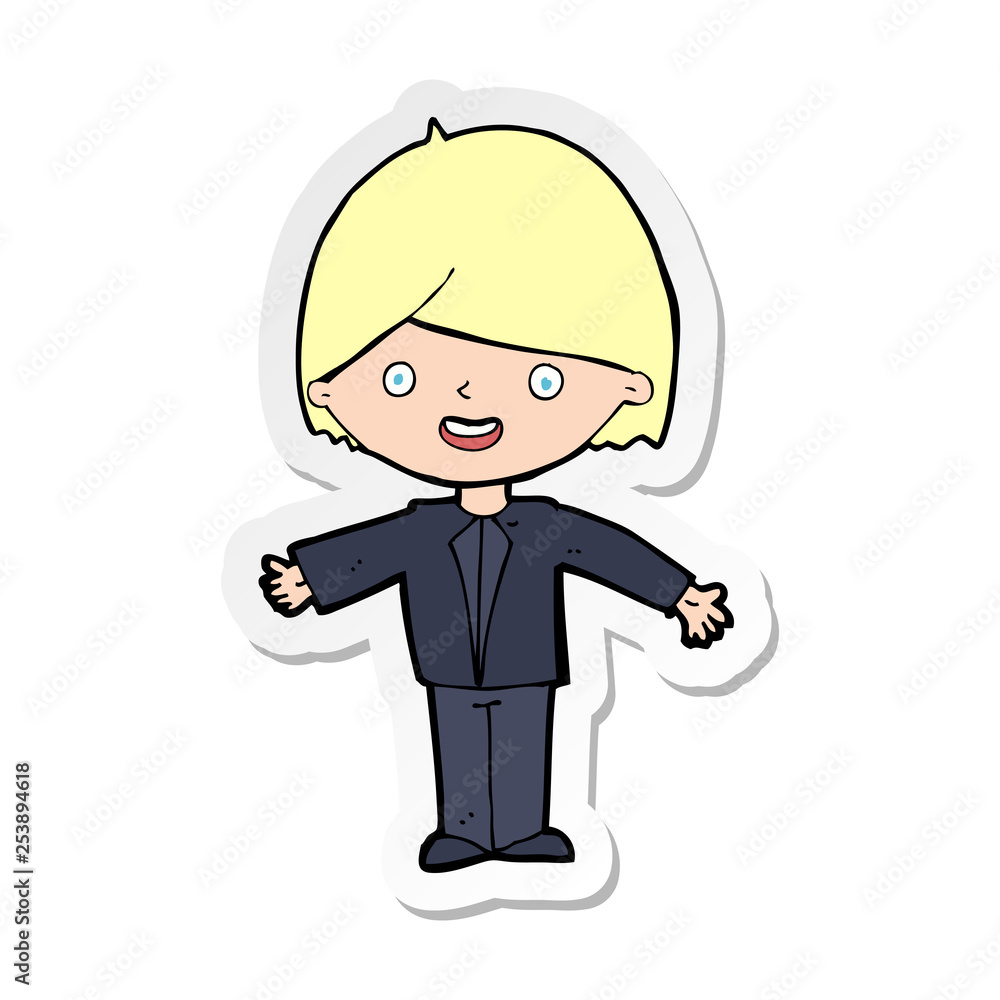 sticker of a cartoon happy man sticker of a cartoon happy man