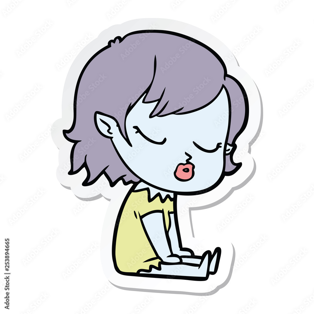 sticker of a cute cartoon vampire girl sticker of a cute cartoon vampire girl