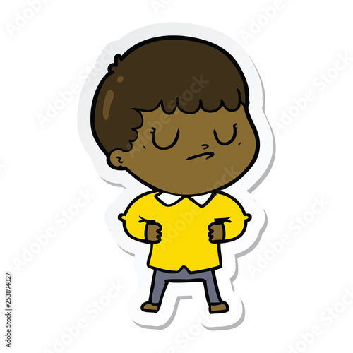 sticker of a cartoon grumpy boy