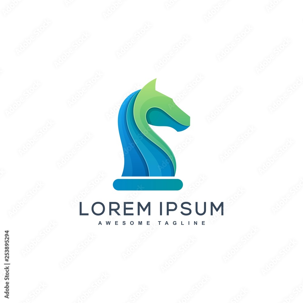Obraz premium Abstract Chess Horse Concept illustration vector Design template