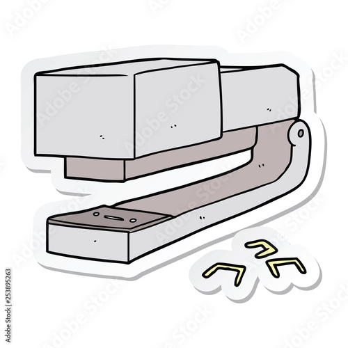 sticker of a cartoon office stapler