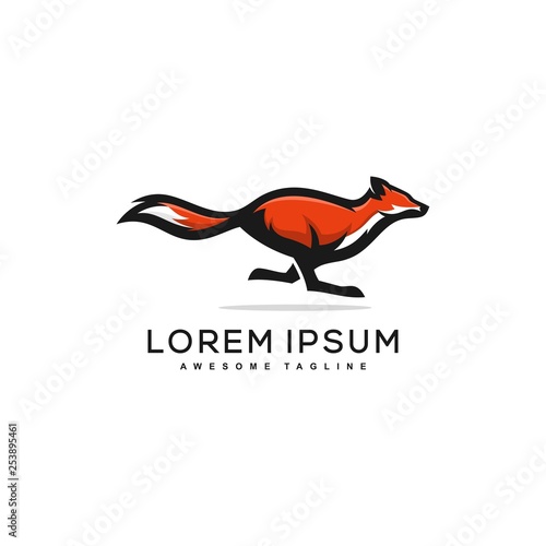 Abstract Running fox illustration vector Design template