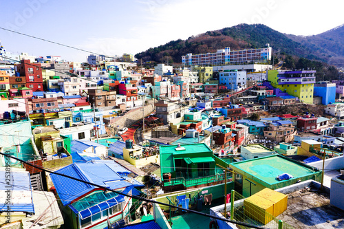 Colourful neighbourhood at Gamcheon Village, Busan Korea 