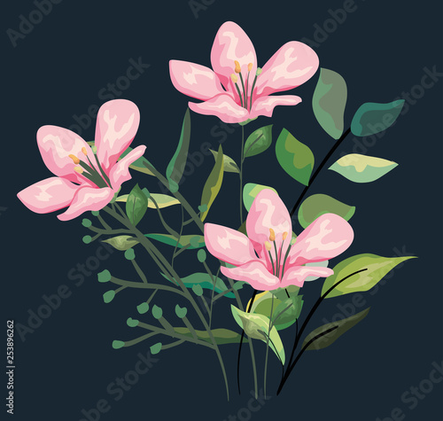 tropical flowers plants with exotic leaves style