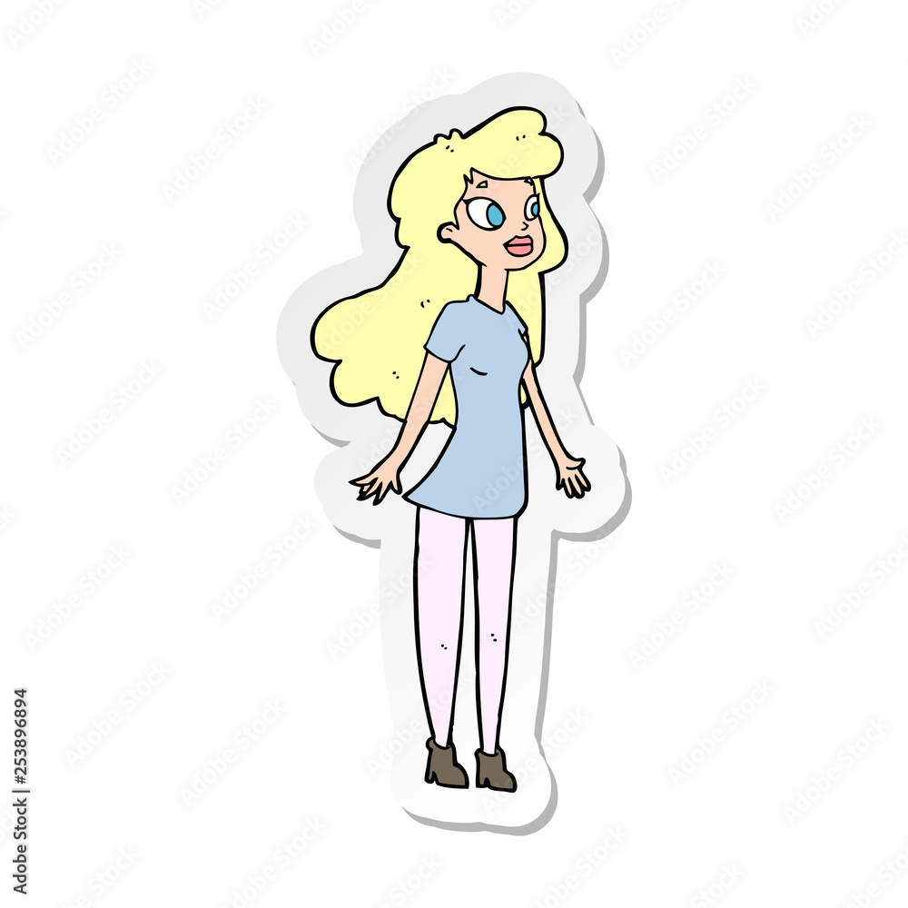 sticker of a cartoon pretty girl sticker of a cartoon pretty girl