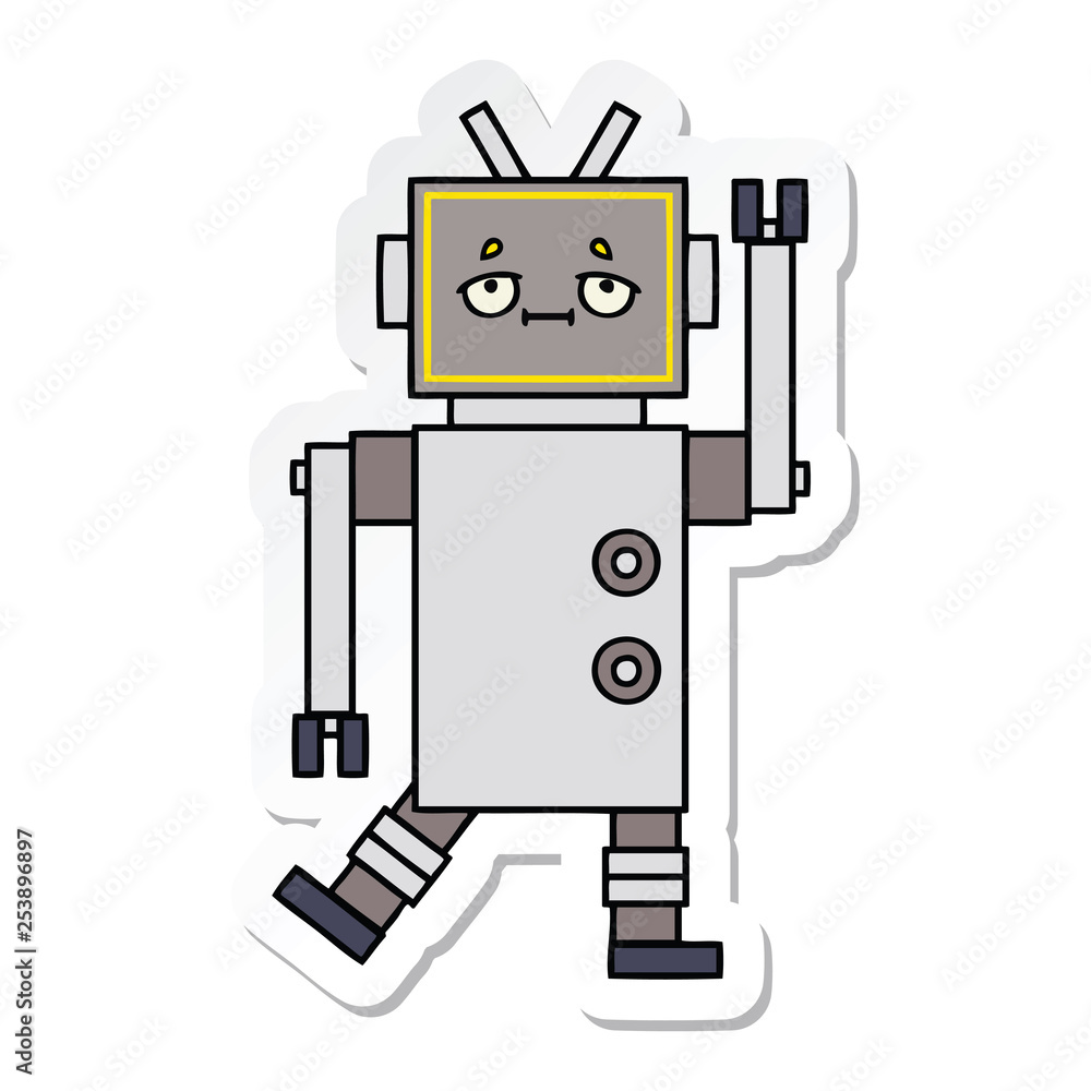 sticker of a cute cartoon robot sticker of a cute cartoon robot