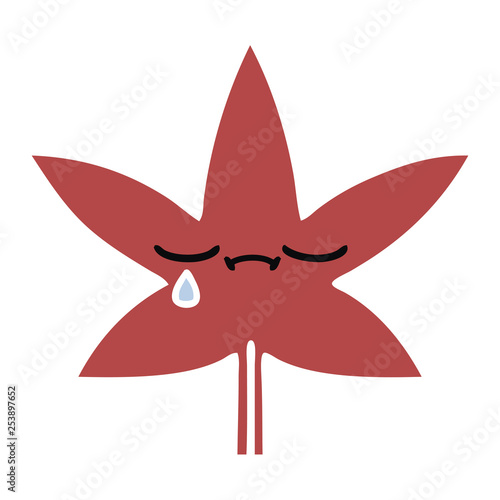 flat color retro cartoon autumnal leaf