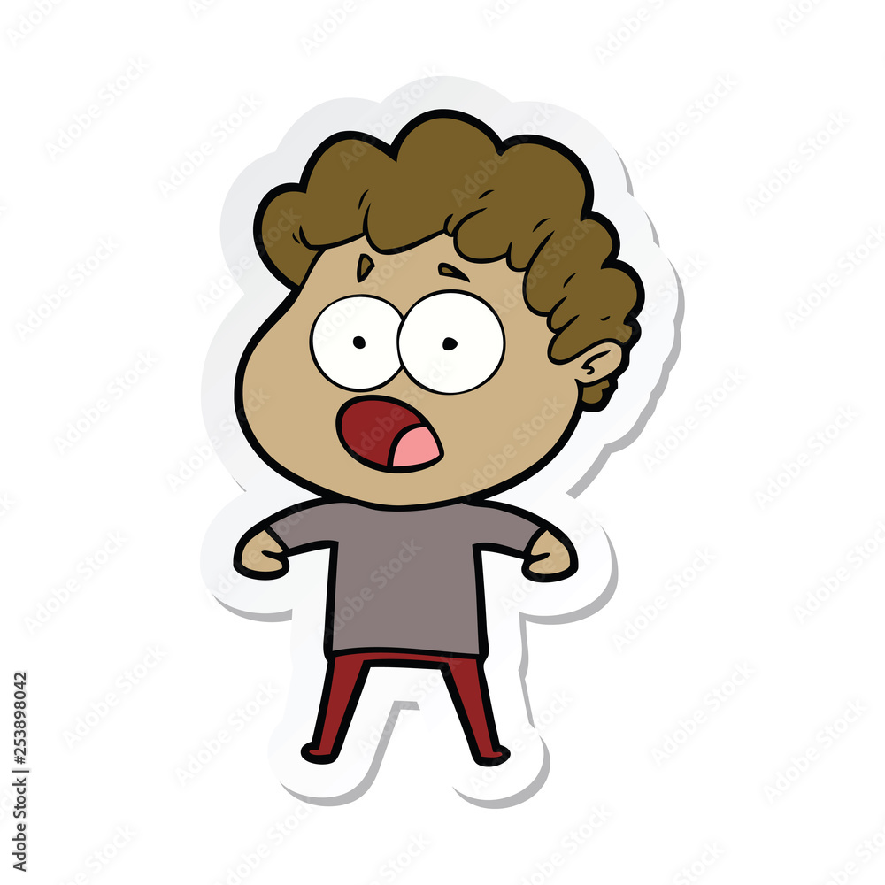 sticker of a cartoon man gasping in surprise sticker of a cartoon man gasping in surprise