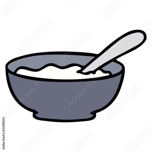 quirky hand drawn cartoon bowl of porridge