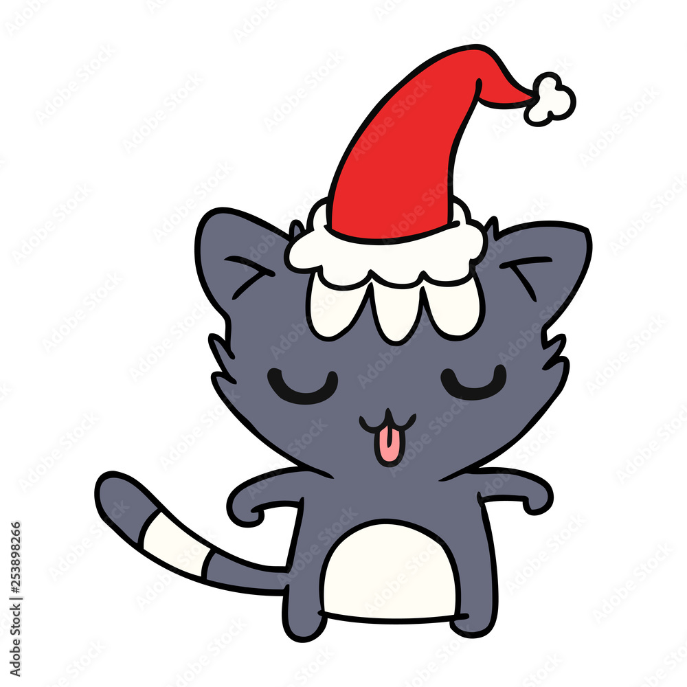 Fototapeta premium christmas cartoon of kawaii cat