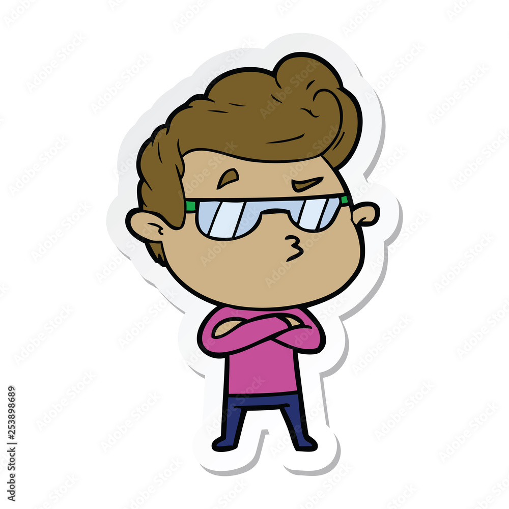 sticker of a cartoon cool guy