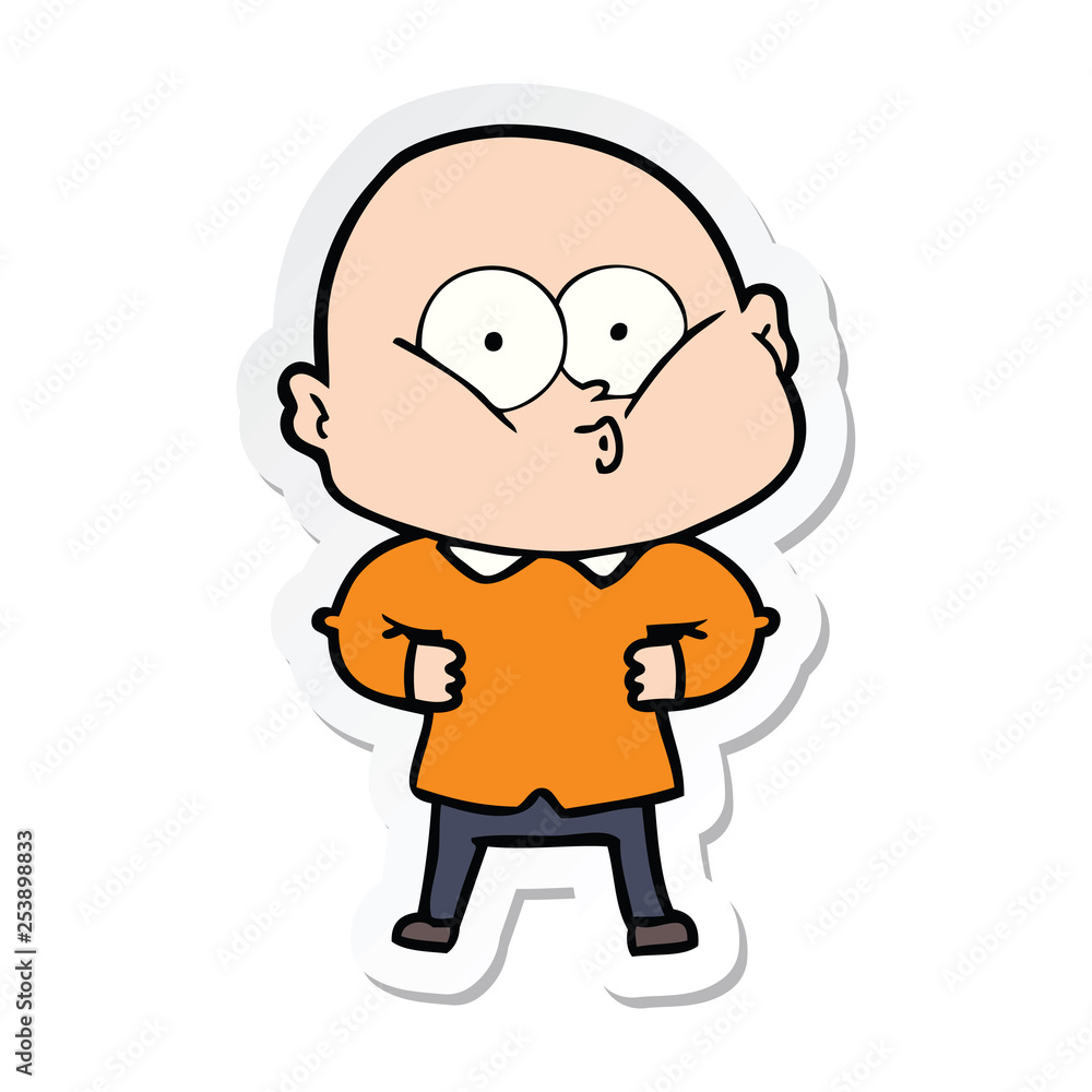 sticker of a cartoon bald man staring sticker of a cartoon bald man staring