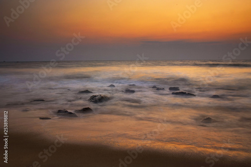 Long exposure of sunset on the beach © Pradeep