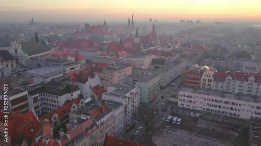Aerial view of a old town of Wroclaw, Lower Silesia, Poland. Panning from left to right. Aerial view of a old town of Wroclaw, Lower Silesia, Poland. Panning from left to right.