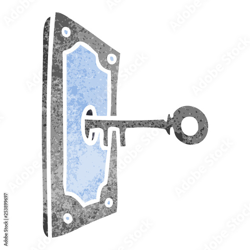 retro cartoon doodle of a door handle