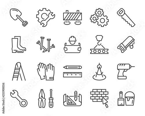 set of work icons, such as engineer, carpenter, construction, builder