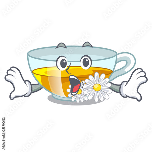 Surprised chamomile tea in the cartoon shape