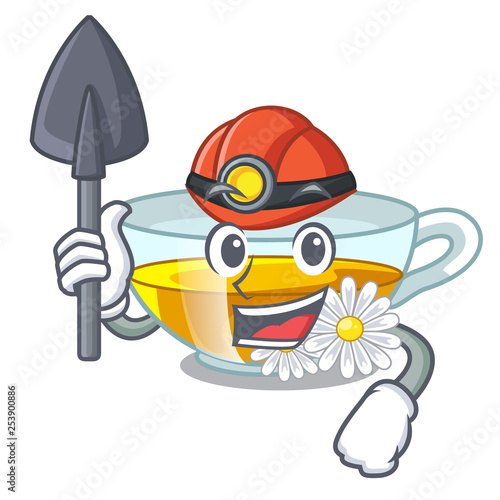 Miner chamomile tea in the cartoon shape