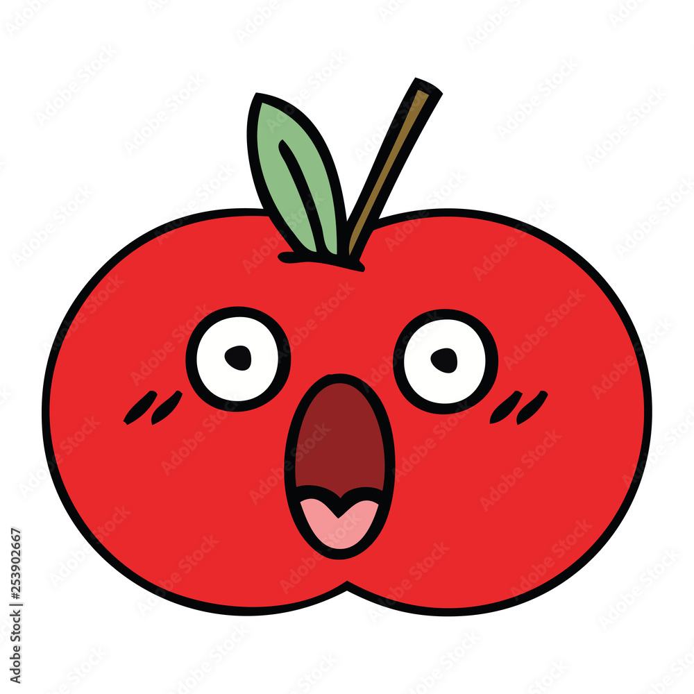 Naklejka premium cute cartoon red apple
