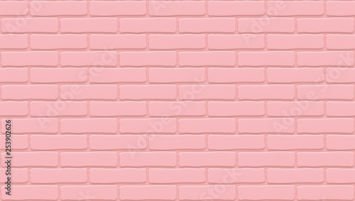 Pink brick wall texture. Empty background. Vintage stonewall. Room design interior. Backdrop for cafe. High quality seamless 3d illustration.