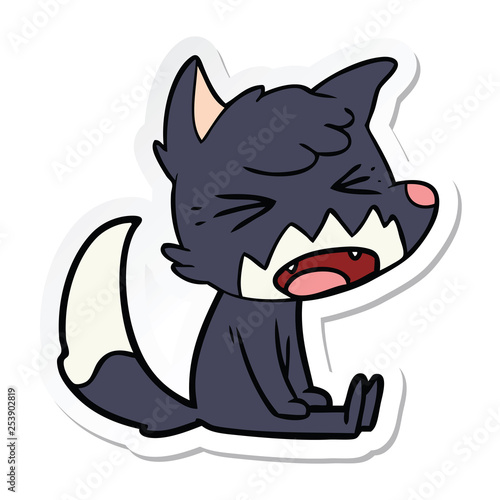 sticker of a angry cartoon fox sitting