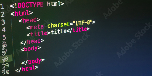 HTML code close up