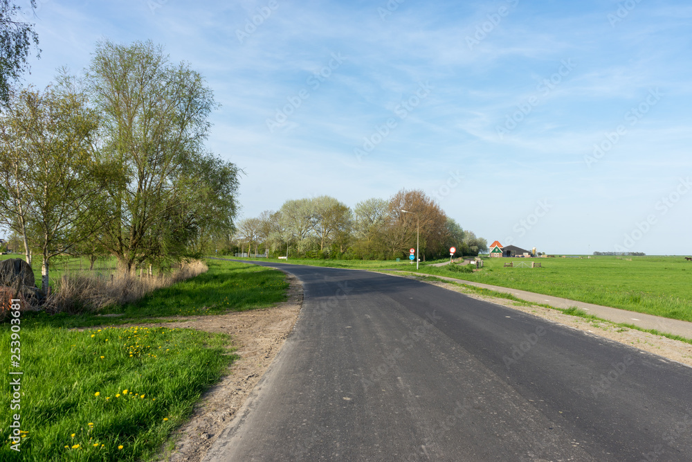 Netherlands,Wetlands,Maarken, a path with trees on the side of a road