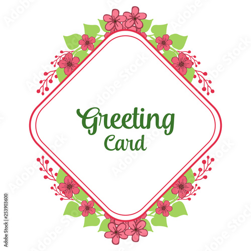 Vector illustration greeting card design with frame flower pink green leafy © StockFloral