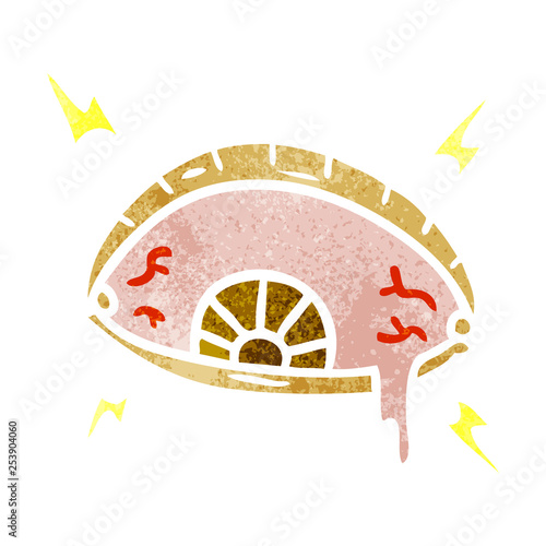 retro cartoon doodle of an enraged eye