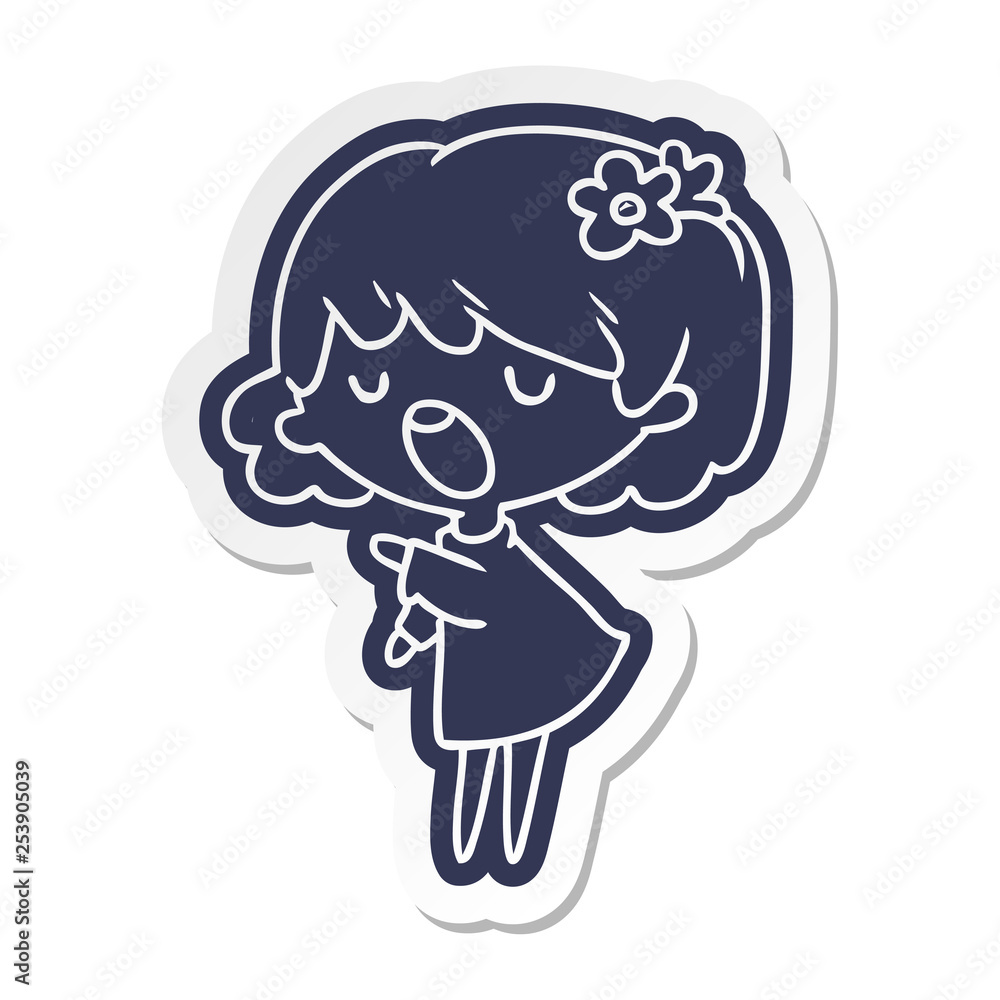 cartoon sticker of a cute kawaii girl cartoon sticker of a cute kawaii girl