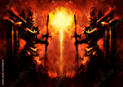 Knights watchmen on the bac...